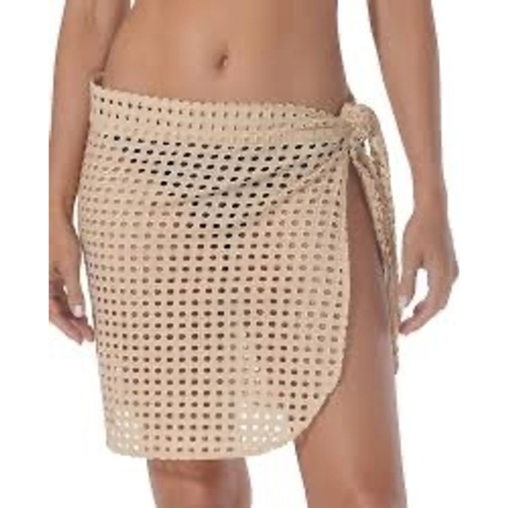 NWT Raviya Sarong Skirt Women Tan Eyelet Mesh Swim Cover Up L/XL $48